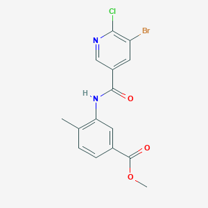 molecular formula C15H12BrClN2O3 B2642500 Methyl 3-(5-bromo-6-chloropyridine-3-amido)-4-methylbenzoate CAS No. 2094371-45-4