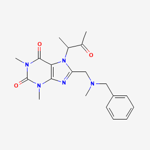 molecular formula C20H25N5O3 B2642506 8-[[Benzyl(methyl)amino]methyl]-1,3-dimethyl-7-(3-oxobutan-2-yl)purine-2,6-dione CAS No. 797028-31-0