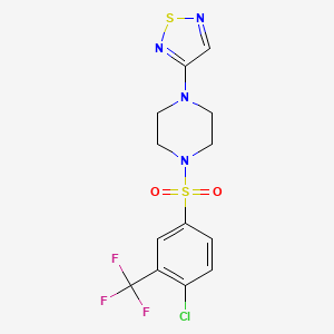 molecular formula C13H12ClF3N4O2S2 B2642511 1-[4-氯-3-(三氟甲基)苯磺酰基]-4-(1,2,5-噻二唑-3-基)哌嗪 CAS No. 2097922-61-5