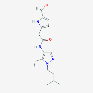 molecular formula C17H24N4O2 B2642515 N-[5-Ethyl-1-(3-methylbutyl)pyrazol-4-yl]-2-(5-formyl-1H-pyrrol-2-yl)acetamide CAS No. 2249629-80-7