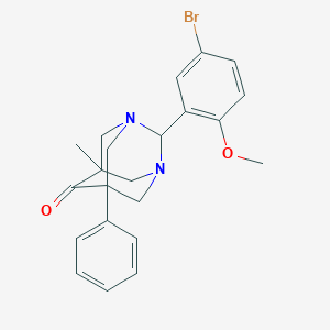 molecular formula C22H23BrN2O2 B264252 2-(5-Bromo-2-methoxyphenyl)-5-methyl-7-phenyl-1,3-diazatricyclo[3.3.1.1~3,7~]decan-6-one 