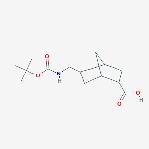molecular formula C14H23NO4 B2642534 5-(((tert-Butoxycarbonyl)amino)methyl)bicyclo[2.2.1]heptane-2-carboxylic acid CAS No. 2230799-99-0
