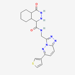 4-oxo-N-[(6-thiophen-3-yl-[1,2,4]triazolo[4,3-b]pyridazin-3-yl)methyl]-2,3,4a,5,6,7,8,8a-octahydro-1H-phthalazine-1-carboxamide