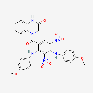 molecular formula C29H24N6O8 B2642560 4-(2,4-bis((4-methoxyphenyl)amino)-3,5-dinitrobenzoyl)-3,4-dihydroquinoxalin-2(1H)-one CAS No. 313660-33-2