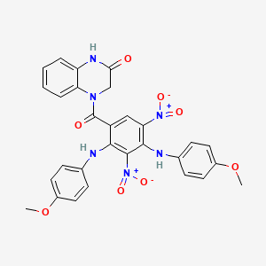 molecular formula C29H24N6O8 B2642560 4-(2,4-双((4-甲氧基苯基)氨基)-3,5-二硝基苯甲酰基)-3,4-二氢喹喔啉-2(1H)-酮 CAS No. 313660-33-2