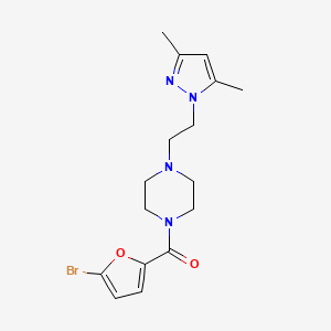 molecular formula C16H21BrN4O2 B2642569 (5-溴呋喃-2-基)(4-(2-(3,5-二甲基-1H-吡唑-1-基)乙基)哌嗪-1-基)甲酮 CAS No. 1286728-16-2