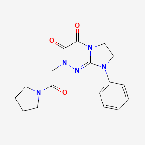 molecular formula C17H19N5O3 B2642578 2-(2-oxo-2-(pyrrolidin-1-yl)ethyl)-8-phenyl-7,8-dihydroimidazo[2,1-c][1,2,4]triazine-3,4(2H,6H)-dione CAS No. 941975-49-1