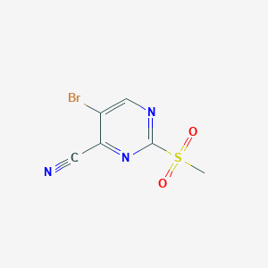 molecular formula C6H4BrN3O2S B2642586 5-Bromo-2-(methylsulfonyl)pyrimidine-4-carbonitrile CAS No. 1023814-02-9