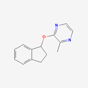molecular formula C14H14N2O B2642596 2-(2,3-二氢-1H-茚-1-氧基)-3-甲基吡嗪 CAS No. 2194848-13-8