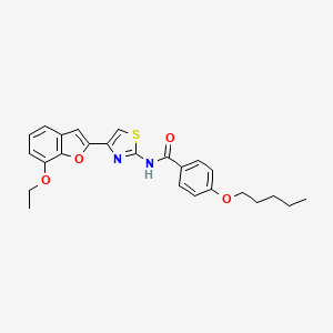 molecular formula C25H26N2O4S B2642609 N-(4-(7-乙氧基苯并呋喃-2-基)噻唑-2-基)-4-(戊氧基)苯甲酰胺 CAS No. 921526-71-8