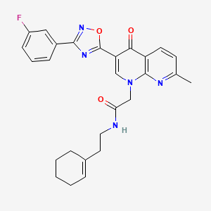 molecular formula C27H26FN5O3 B2642640 2-chloro-N-(2-piperidin-1-ylethyl)-5-(piperidin-1-ylsulfonyl)benzamide CAS No. 1032001-87-8