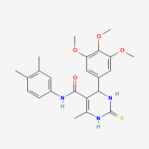 molecular formula C23H27N3O4S B2642644 6-甲基-2-硫代-4-(3,4,5-三甲氧基苯基)-1,2,3,4-四氢嘧啶-5-甲酰胺-N-(3,4-二甲基苯基) CAS No. 406691-60-9