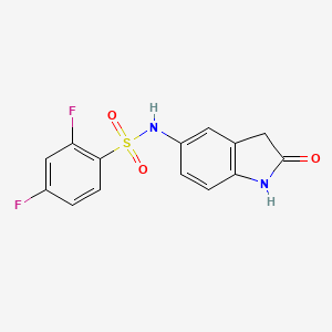 molecular formula C14H10F2N2O3S B2642655 2,4-二氟-N-(2-氧代吲哚-5-基)苯磺酰胺 CAS No. 921773-29-7