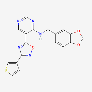 N-(benzo[d][1,3]dioxol-5-ylmethyl)-5-(3-(thiophen-3-yl)-1,2,4-oxadiazol-5-yl)pyrimidin-4-amine