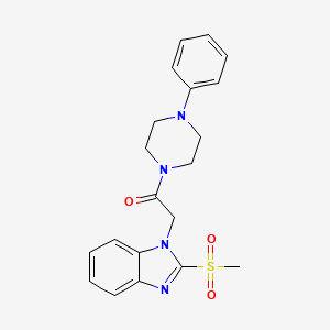 molecular formula C20H22N4O3S B2642661 2-(2-(甲基磺酰基)-1H-苯并[d]咪唑-1-基)-1-(4-苯基哌嗪-1-基)乙酮 CAS No. 886922-19-6