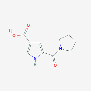 molecular formula C10H12N2O3 B2642665 5-(Pyrrolidine-1-carbonyl)-1H-pyrrole-3-carboxylic acid CAS No. 923113-44-4