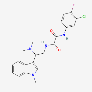 molecular formula C21H22ClFN4O2 B2642668 N1-(3-chloro-4-fluorophenyl)-N2-(2-(dimethylamino)-2-(1-methyl-1H-indol-3-yl)ethyl)oxalamide CAS No. 1091422-01-3