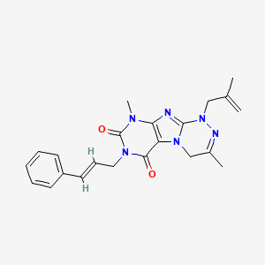 molecular formula C22H24N6O2 B2642669 7-((2E)-3-phenylprop-2-enyl)-3,9-dimethyl-1-(2-methylprop-2-enyl)-5,7,9-trihyd ro-4H-1,2,4-triazino[4,3-h]purine-6,8-dione CAS No. 919008-46-1