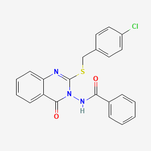 molecular formula C22H16ClN3O2S B2642672 N-(2-((4-氯苄基)硫代)-4-氧代喹唑啉-3(4H)-基)苯甲酰胺 CAS No. 443353-81-9
