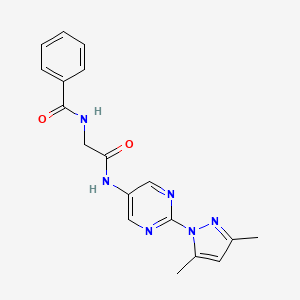 N-(2-((2-(3,5-dimethyl-1H-pyrazol-1-yl)pyrimidin-5-yl)amino)-2-oxoethyl)benzamide