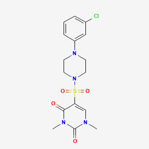 molecular formula C16H19ClN4O4S B2642685 5-[4-(3-Chlorophenyl)piperazin-1-yl]sulfonyl-1,3-dimethylpyrimidine-2,4-dione CAS No. 874806-70-9