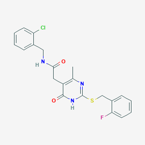 molecular formula C21H19ClFN3O2S B2642693 N-(2-氯苄基)-2-(2-((2-氟苄基)硫代)-4-甲基-6-氧代-1,6-二氢嘧啶-5-基)乙酰胺 CAS No. 1105245-64-4