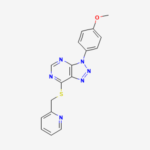 molecular formula C17H14N6OS B2642699 3-(4-Methoxyphenyl)-7-(pyridin-2-ylmethylsulfanyl)triazolo[4,5-d]pyrimidine CAS No. 896678-90-3