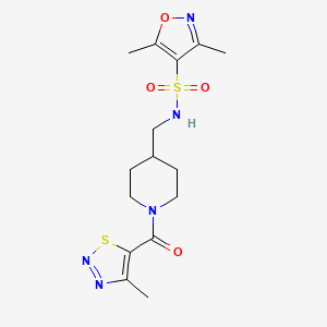 3,5-dimethyl-N-((1-(4-methyl-1,2,3-thiadiazole-5-carbonyl)piperidin-4-yl)methyl)isoxazole-4-sulfonamide