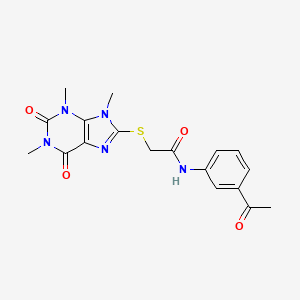 molecular formula C18H19N5O4S B2642703 N-(3-acetylphenyl)-2-(1,3,9-trimethyl-2,6-dioxopurin-8-yl)sulfanylacetamide CAS No. 897454-11-4