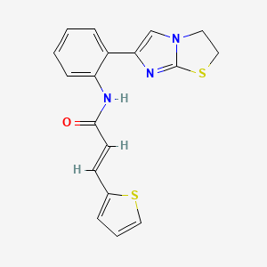 molecular formula C18H15N3OS2 B2642712 (E)-N-(2-(2,3-dihydroimidazo[2,1-b]thiazol-6-yl)phenyl)-3-(thiophen-2-yl)acrylamide CAS No. 2035005-09-3