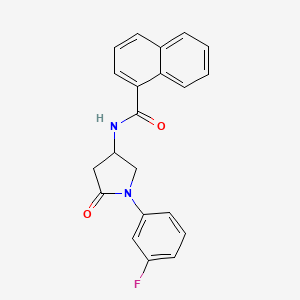 molecular formula C21H17FN2O2 B2642718 N-(1-(3-氟苯基)-5-氧代吡咯烷-3-基)-1-萘甲酰胺 CAS No. 896290-05-4