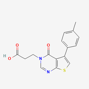 molecular formula C16H14N2O3S B2642724 3-[5-(4-methylphenyl)-4-oxo-3H,4H-thieno[2,3-d]pyrimidin-3-yl]propanoic acid CAS No. 877825-70-2
