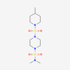 molecular formula C12H26N4O4S2 B2642738 4-[(Dimethylamino)sulfonyl]-1-[(4-methylpiperidyl)sulfonyl]piperazine CAS No. 879054-97-4