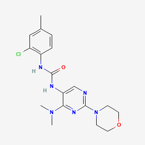 molecular formula C18H23ClN6O2 B2642747 1-(2-氯-4-甲基苯基)-3-(4-(二甲氨基)-2-吗啉嘧啶-5-基)脲 CAS No. 1797622-81-1