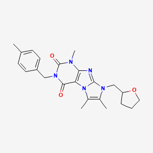 molecular formula C23H27N5O3 B2642748 4,7,8-Trimethyl-2-[(4-methylphenyl)methyl]-6-(oxolan-2-ylmethyl)purino[7,8-a]imidazole-1,3-dione CAS No. 878719-96-1
