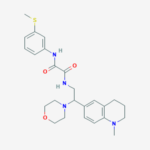 molecular formula C25H32N4O3S B2642755 N-[2-(1-methyl-1,2,3,4-tetrahydroquinolin-6-yl)-2-(morpholin-4-yl)ethyl]-N'-[3-(methylsulfanyl)phenyl]ethanediamide CAS No. 922120-24-9