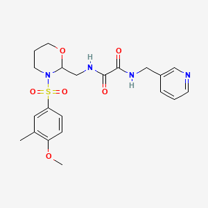 molecular formula C21H26N4O6S B2642767 N1-((3-((4-methoxy-3-methylphenyl)sulfonyl)-1,3-oxazinan-2-yl)methyl)-N2-(pyridin-3-ylmethyl)oxalamide CAS No. 872986-22-6