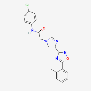 molecular formula C20H16ClN5O2 B2642768 N~1~-(4-chlorophenyl)-2-{4-[5-(2-methylphenyl)-1,2,4-oxadiazol-3-yl]-1H-imidazol-1-yl}acetamide CAS No. 1251707-92-2