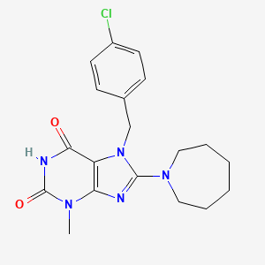 molecular formula C19H22ClN5O2 B2642788 8-(氮杂环-1-基)-7-(4-氯苄基)-3-甲基-1H-嘌呤-2,6(3H,7H)-二酮 CAS No. 313479-87-7