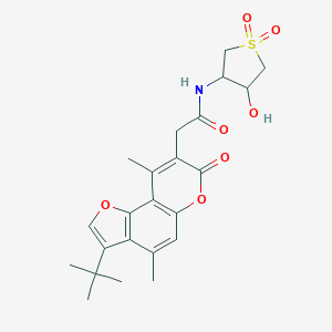 molecular formula C23H27NO7S B264279 2-(3-tert-butyl-4,9-dimethyl-7-oxo-7H-furo[2,3-f]chromen-8-yl)-N-(4-hydroxy-1,1-dioxidotetrahydro-3-thienyl)acetamide 