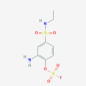 molecular formula C8H11FN2O5S2 B2642799 2-Amino-4-(ethylsulfamoyl)-1-fluorosulfonyloxybenzene CAS No. 2411239-55-7
