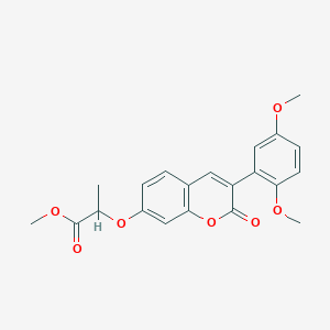 molecular formula C21H20O7 B2642801 methyl 2-{[3-(2,5-dimethoxyphenyl)-2-oxo-2H-chromen-7-yl]oxy}propanoate CAS No. 864760-94-1
