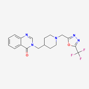 molecular formula C18H18F3N5O2 B2642833 3-[[1-[[5-(Trifluoromethyl)-1,3,4-oxadiazol-2-yl]methyl]piperidin-4-yl]methyl]quinazolin-4-one CAS No. 2380170-94-3