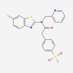 molecular formula C23H21N3O3S2 B2642836 N-(6-methylbenzo[d]thiazol-2-yl)-2-(4-(methylsulfonyl)phenyl)-N-(pyridin-2-ylmethyl)acetamide CAS No. 941884-03-3