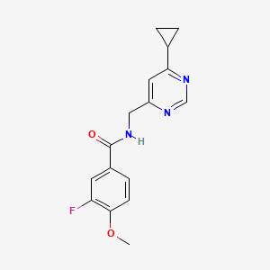 molecular formula C16H16FN3O2 B2642841 N-((6-cyclopropylpyrimidin-4-yl)methyl)-3-fluoro-4-methoxybenzamide CAS No. 2176069-47-7