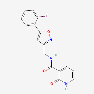 molecular formula C16H12FN3O3 B2642845 N-((5-(2-fluorophenyl)isoxazol-3-yl)methyl)-2-oxo-1,2-dihydropyridine-3-carboxamide CAS No. 1211099-43-2