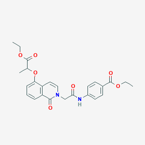 molecular formula C25H26N2O7 B2642850 Ethyl 4-[[2-[5-(1-ethoxy-1-oxopropan-2-yl)oxy-1-oxoisoquinolin-2-yl]acetyl]amino]benzoate CAS No. 868224-70-8