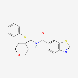 molecular formula C20H20N2O2S2 B2642859 N-((4-(苯硫基)四氢-2H-吡喃-4-基)甲基)苯并[d]噻唑-6-甲酰胺 CAS No. 1797536-02-7