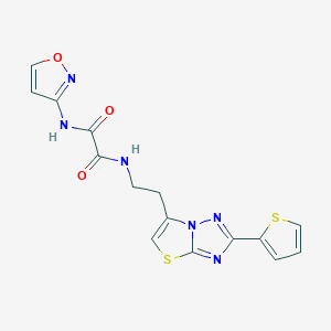 molecular formula C15H12N6O3S2 B2642876 N1-(异恶唑-3-基)-N2-(2-(2-(噻吩-2-基)噻唑并[3,2-b][1,2,4]三唑-6-基)乙基)草酰胺 CAS No. 1211329-32-6