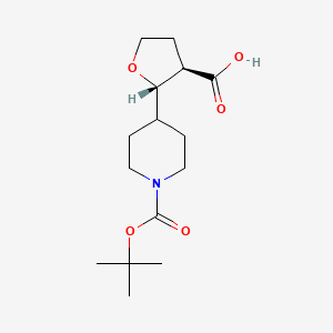 molecular formula C15H25NO5 B2642878 (2S,3R)-2-[1-[(2-Methylpropan-2-yl)oxycarbonyl]piperidin-4-yl]oxolane-3-carboxylic acid CAS No. 2137794-33-1